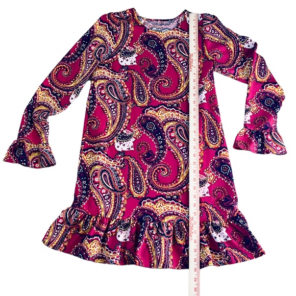 Lands' End girls magenta paisley knit A-line dress size 16 - Picture 2 of 8